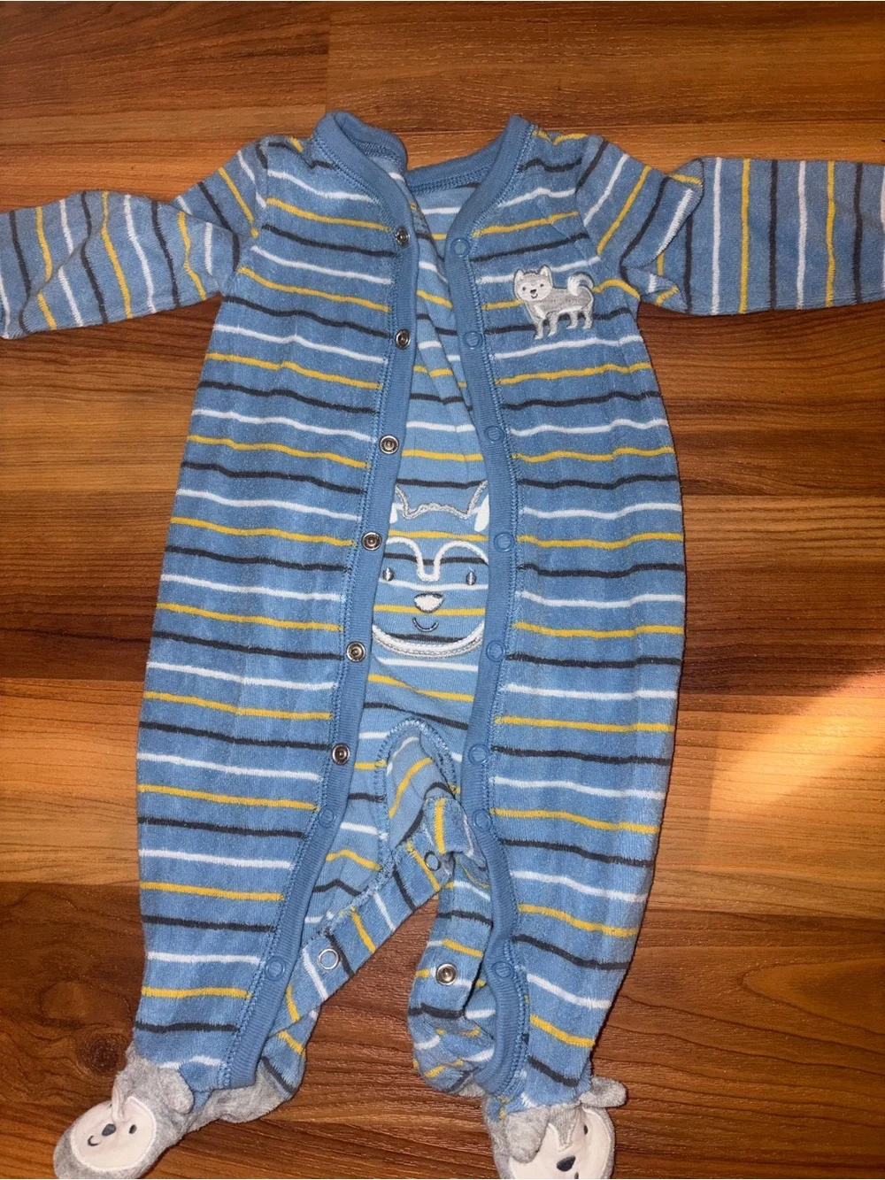 ALL 7 Sleepers Carter's Grey Animal-Print Snap Front Footed Romper